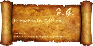 Hirschbein Géza névjegykártya